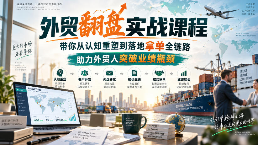 外贸翻盘实战课程，带你从认知重塑到落地拿单全链路，助力外贸人突破业绩瓶颈-weichuangqy
