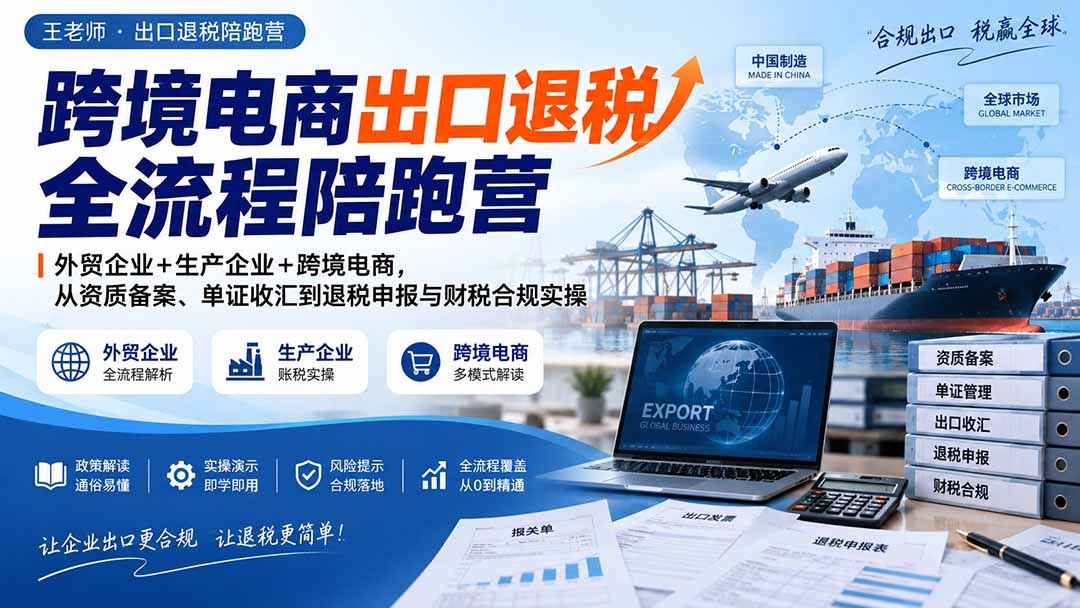 跨境电商出口退税全流程陪跑营｜外贸企业+生产企业+跨境电商，从资质备案、单证收汇到退税申报与财税合规实操-weichuangqy