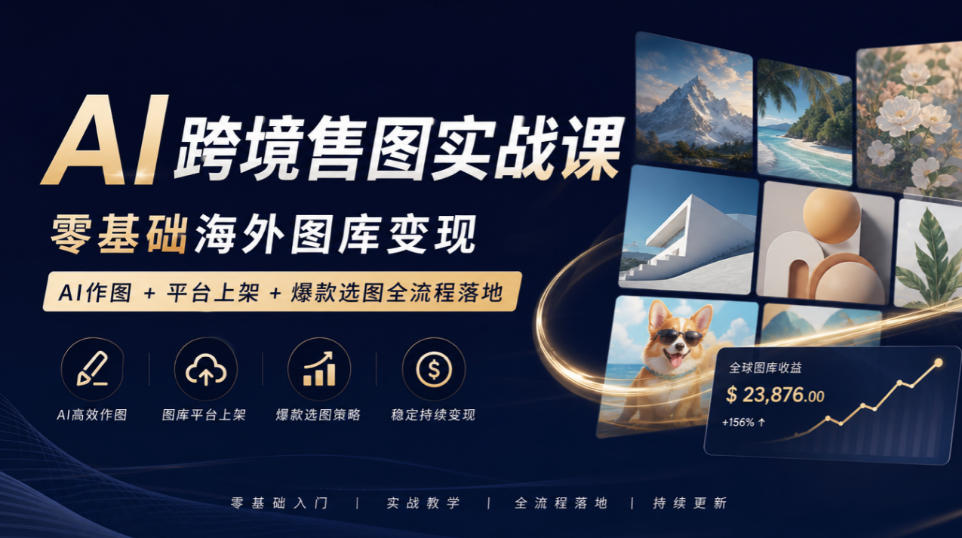 AI跨境售图实战课，零基础海外图库变现，AI作图+平台上架+爆款选图全流程落地-weichuangqy