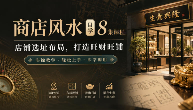 商店风水自学8集课程｜店铺选址布局，打造旺财旺铺实操教学-weichuangqy