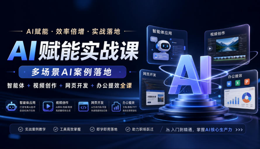 AI赋能实战课，多场景AI案例落地，智能体+视频创作+网页开发+办公提效全课-weichuangqy