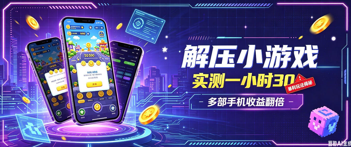 小游戏全流程玩法，实测一小时搞30，简单无脑解压，当天做当天就能看到进账，直接冲就行【揭秘】-weichuangqy