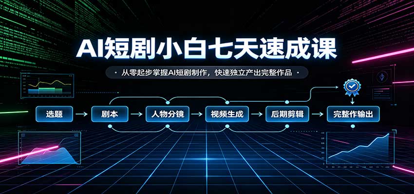 AI短剧小白七天速成课：从零起步掌握AI短剧制作，快速独立产出完整作品-weichuangqy