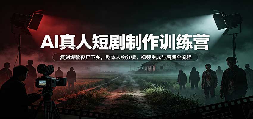 AI真人短剧制作训练营：复刻爆款丧尸下乡，剧本人物分镜，视频生成与后期全流程-weichuangqy