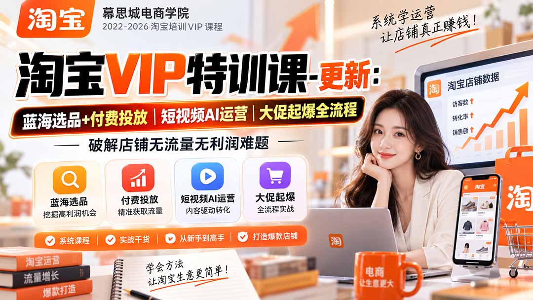 淘宝VIP特训课-更新0917：蓝海选品+付费投放｜短视频AI运营｜大促起爆全流程，破解店铺无流量无利润难题-weichuangqy