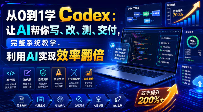从0到1学Codex：让AI帮你写、改、测、交付，完整系统教学，利用AI实现效率翻倍(更新0918)-weichuangqy