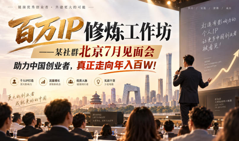 百万IP修炼工作坊——某社群北京7月见面会，助力中国创业者，真正走向年入百W!-weichuangqy