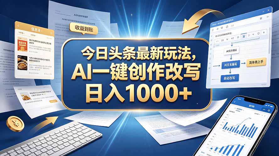 今日头条最新玩法，AI 一键创作改写，简单易上手，轻松日入 1000 +-weichuangqy