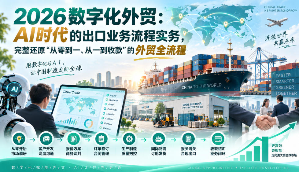 2026数字化外贸：AI时代的出口业务流程实务，完整还原”从零到一、从一到收款”的外贸全流程-weichuangqy