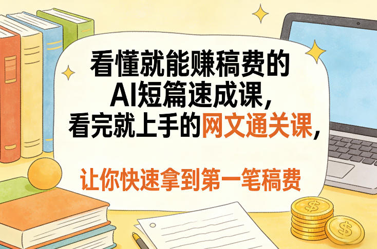 看懂就能賺稿费的AI短篇速成课，看完就上手的网文通关课，让你快速拿到第一笔稿费(更新8月)-weichuangqy