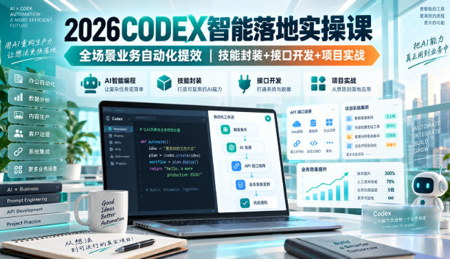 2026Codex智能落地实操课，全场景业务自动化提效，技能封装+接口开发+项目实战-weichuangqy