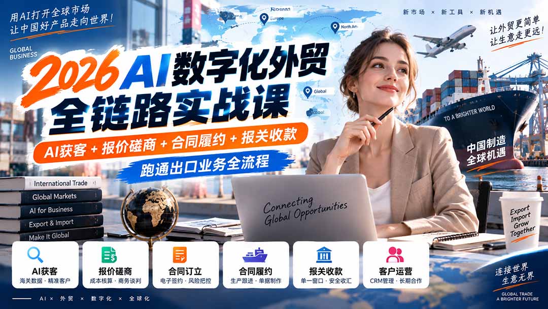 2026AI数字化外贸全链路实战课：AI获客+报价磋商+合同履约+报关收款，跑通出口业务全流程-weichuangqy