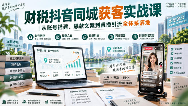 财税抖音同城获客实战课｜从账号搭建、爆款文案到直播引流全体系落地-weichuangqy