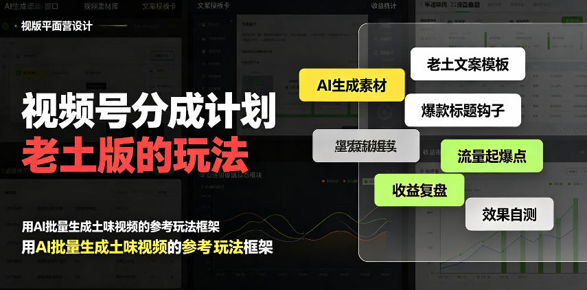 视频号分成计划老土版的玩法，流量爆炸，每天收益300+，纯靠AI生成，越土的玩法，越高级-weichuangqy