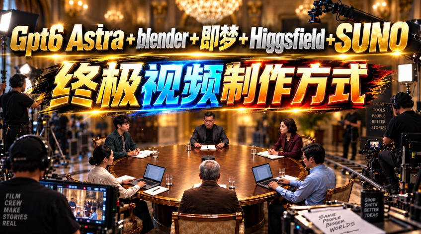 GPT-6 Astra+Blender+即梦+Higgsfield+Suno=终极视频制作方式！-weichuangqy