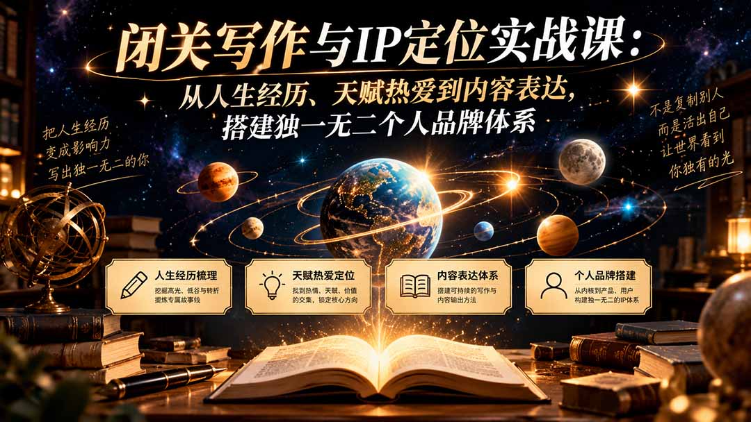 闭关写作与IP定位实战课：从人生经历、天赋热爱到内容表达，搭建独一无二个人品牌体系-weichuangqy