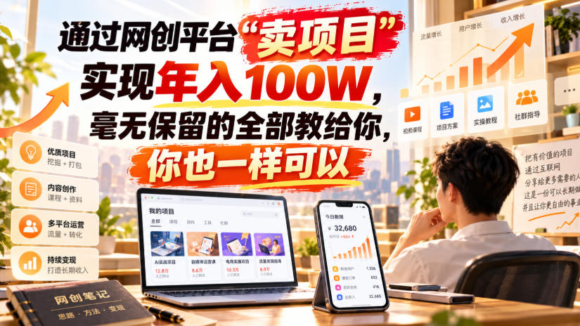 通过网创平台“卖项目”实现年入100W，毫无保留的全部教给你，你也一样可以！【揭秘】-weichuangqy