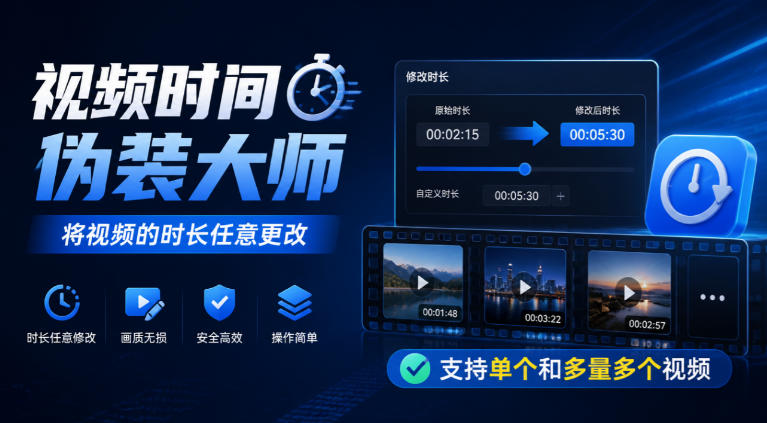 视频时间伪装大师，将视频的时长任意更改，支持单个和多量多个视频-weichuangqy
