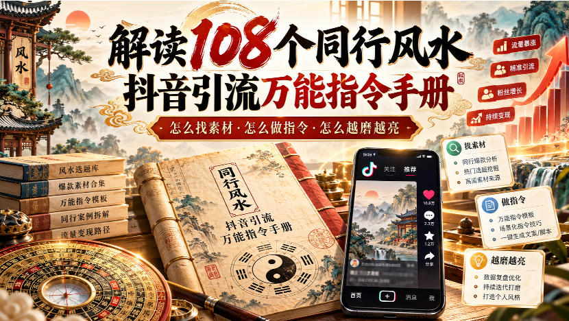 解读108个同行风水抖音引流万能指令手册，怎么找素材·怎么做指令·怎么越磨越亮【文档】-weichuangqy