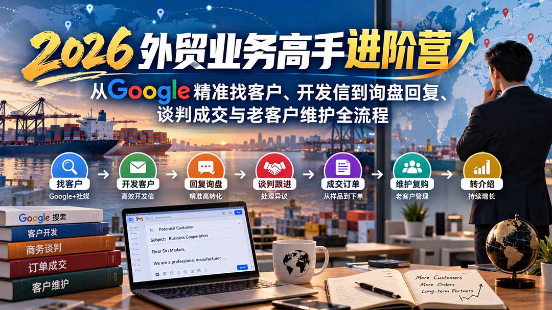 2026外贸业务高手进阶营：从Google精准找客户、开发信到询盘回复、谈判成交与老客户维护全流程-weichuangqy