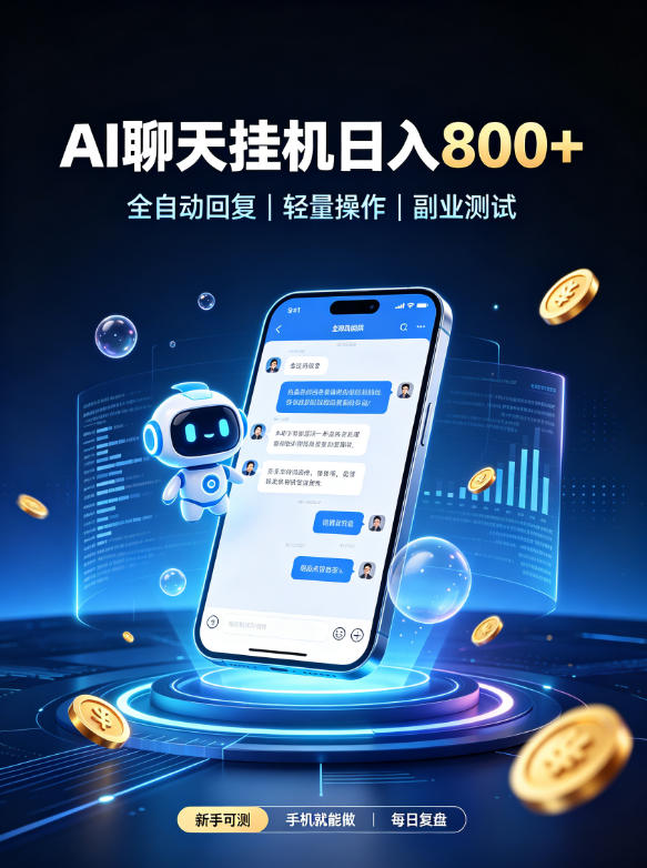 AI聊天挂G项目，日入800➕，全自动操作，适用个人副业，支持工作室矩阵操作【揭秘】-weichuangqy