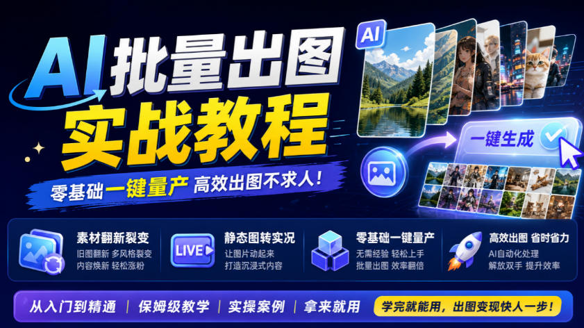 AI批量出图实战教程，素材翻新裂变，静态图转实况，零基础一键量产-weichuangqy