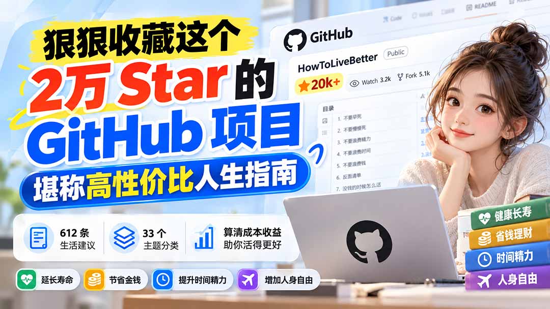 狠狠收藏这个 2 万 Star 的 GitHub 项目，堪称高性价比人生指南。-weichuangqy